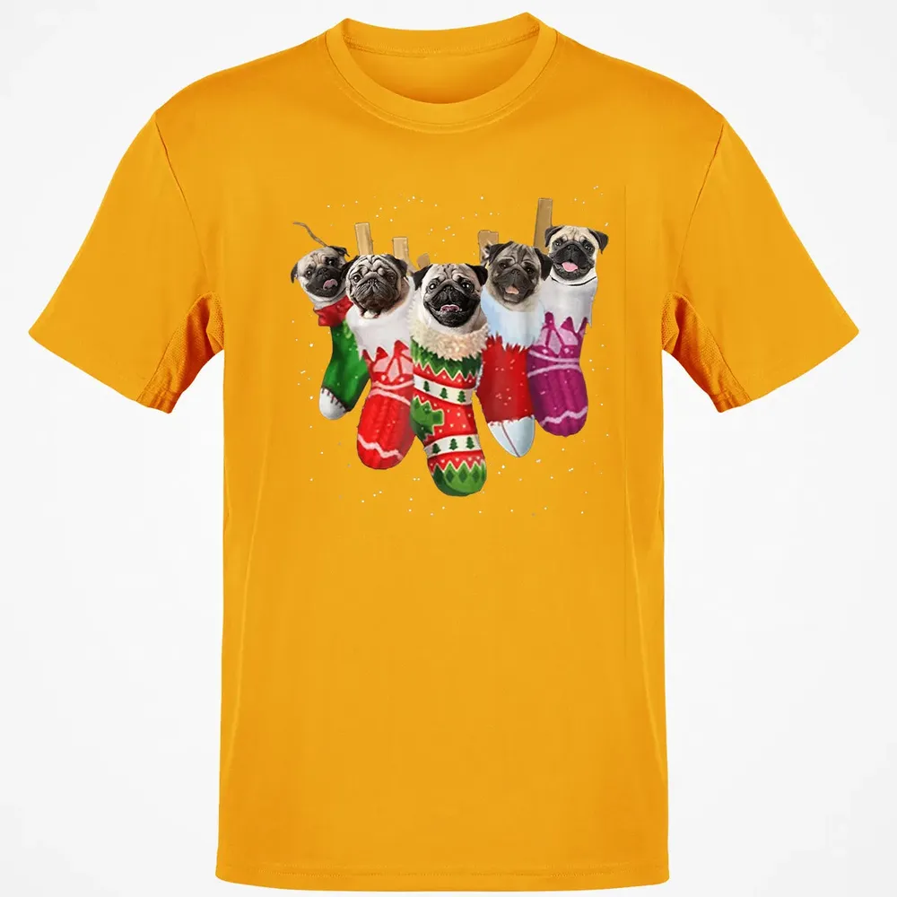 Pug Christmas Socks Funny s Xmas Vintage Cute Gift Classic Unisex T-Shirt - 5