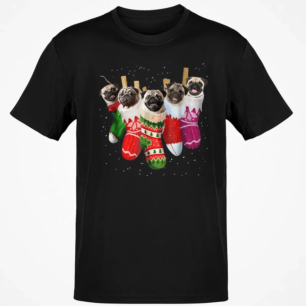 Pug Christmas Socks Funny s Xmas Vintage Cute Gift Classic Unisex T-Shirt - 2