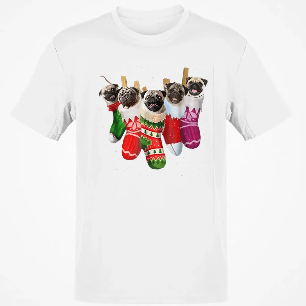 Pug Christmas Socks Funny s Xmas Vintage Cute Gift Classic Unisex T-Shirt - 13