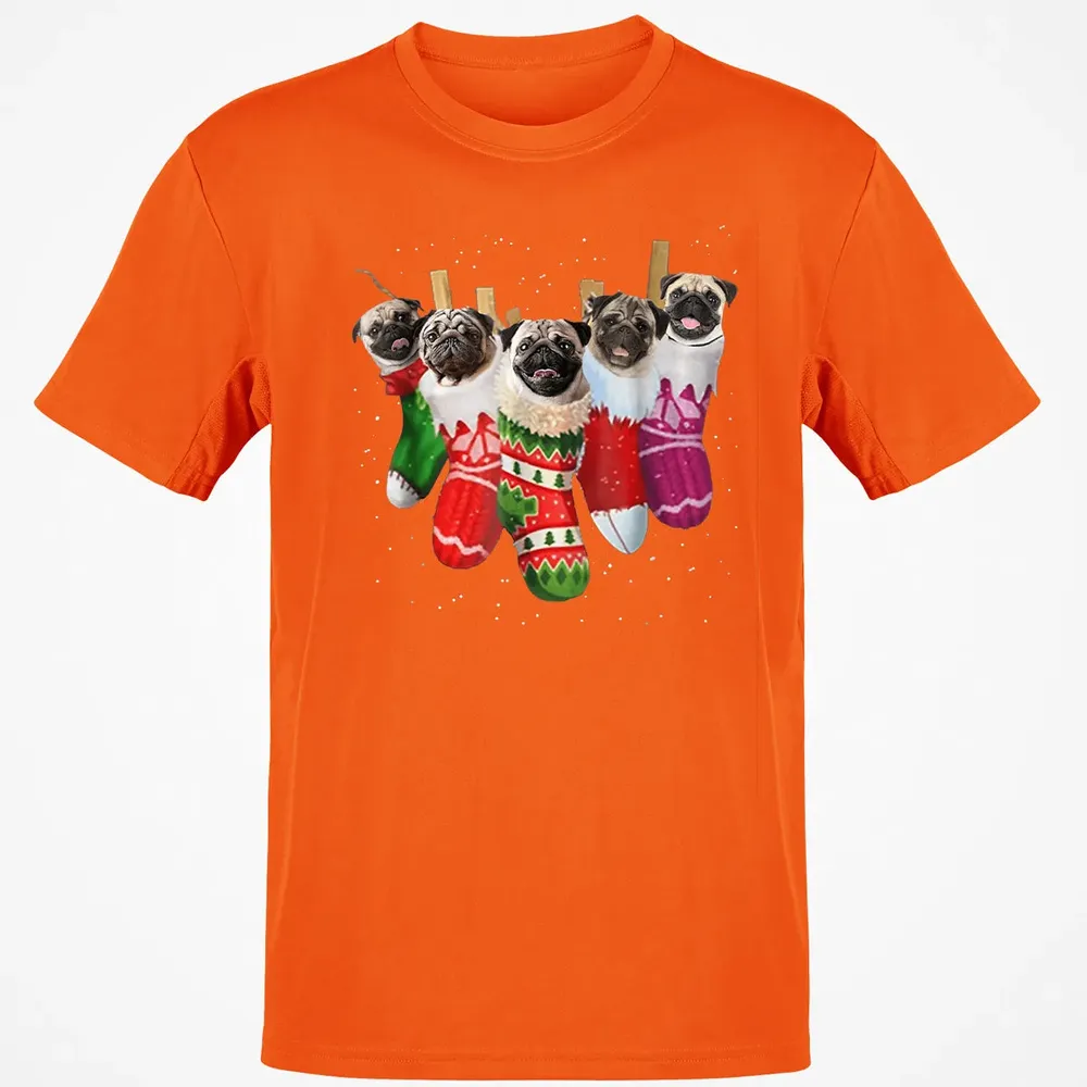 Pug Christmas Socks Funny s Xmas Vintage Cute Gift Classic Unisex T-Shirt - 9
