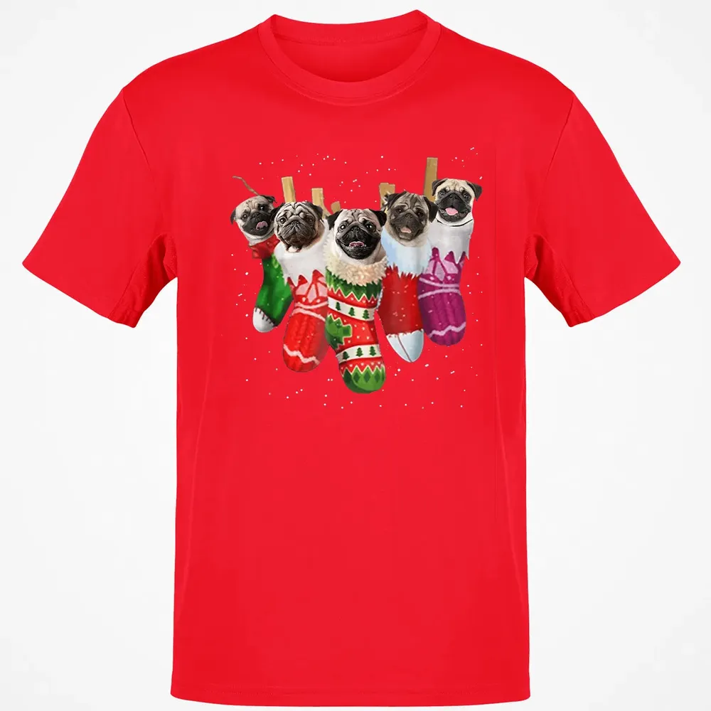 Pug Christmas Socks Funny s Xmas Vintage Cute Gift Classic Unisex T-Shirt - 11