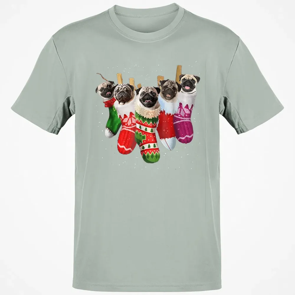 Pug Christmas Socks Funny s Xmas Vintage Cute Gift Classic Unisex T-Shirt - 3