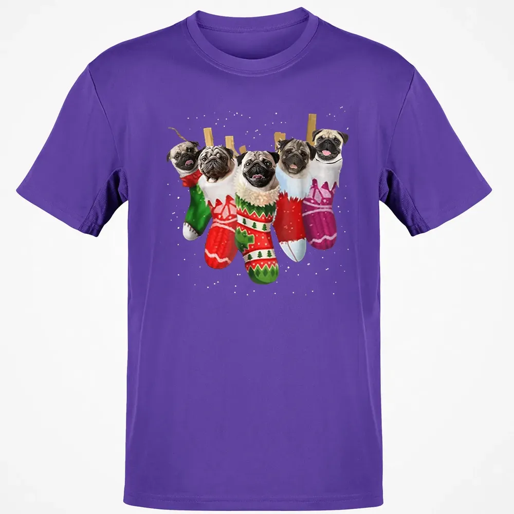 Pug Christmas Socks Funny s Xmas Vintage Cute Gift Classic Unisex T-Shirt - 10