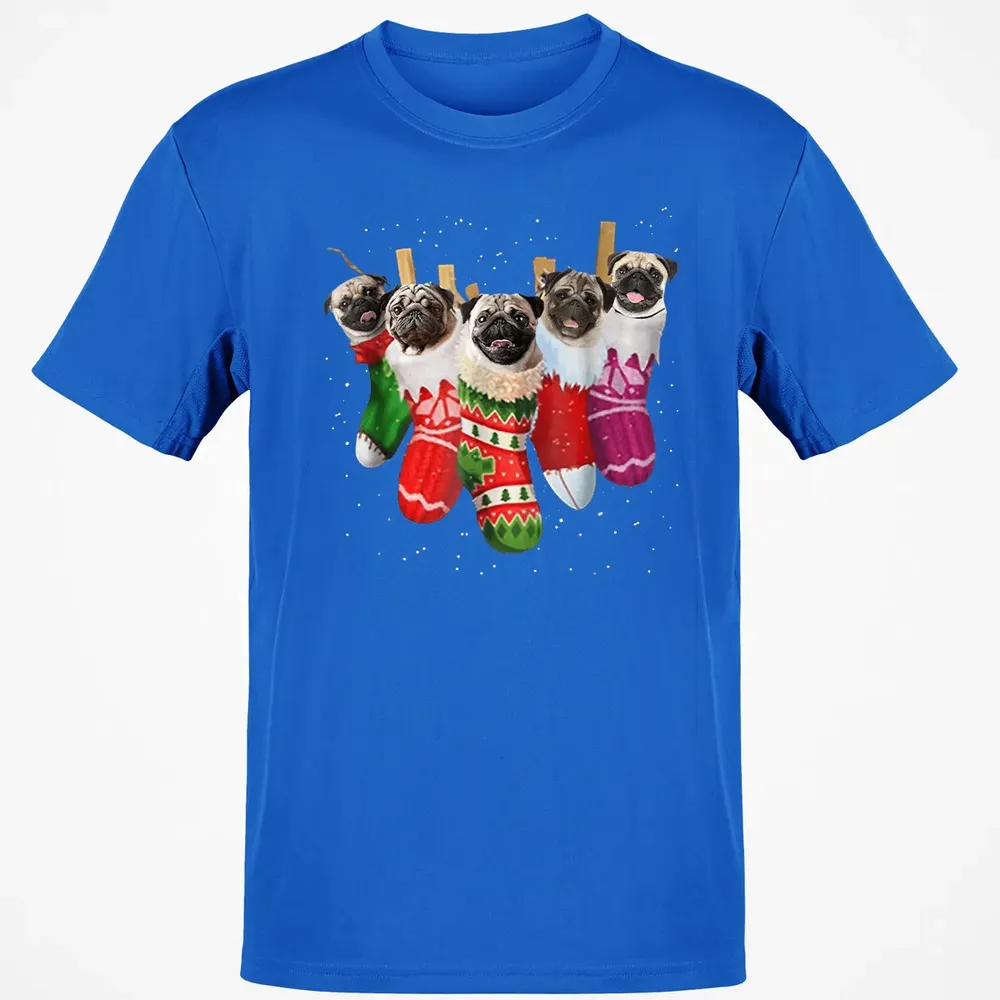 Pug Christmas Socks Funny s Xmas Vintage Cute Gift Classic Unisex T-Shirt - 12