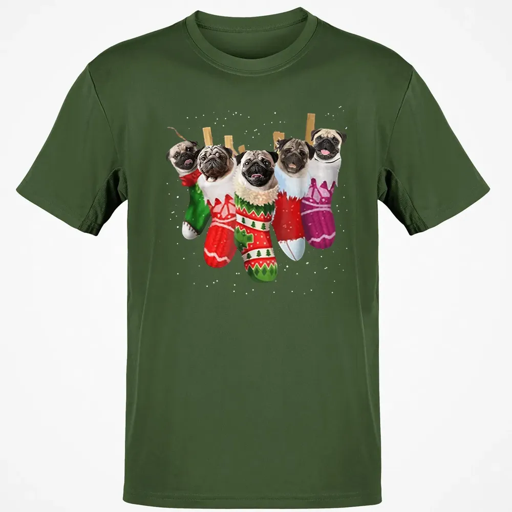 Pug Christmas Socks Funny s Xmas Vintage Cute Gift Classic Unisex T-Shirt - 7