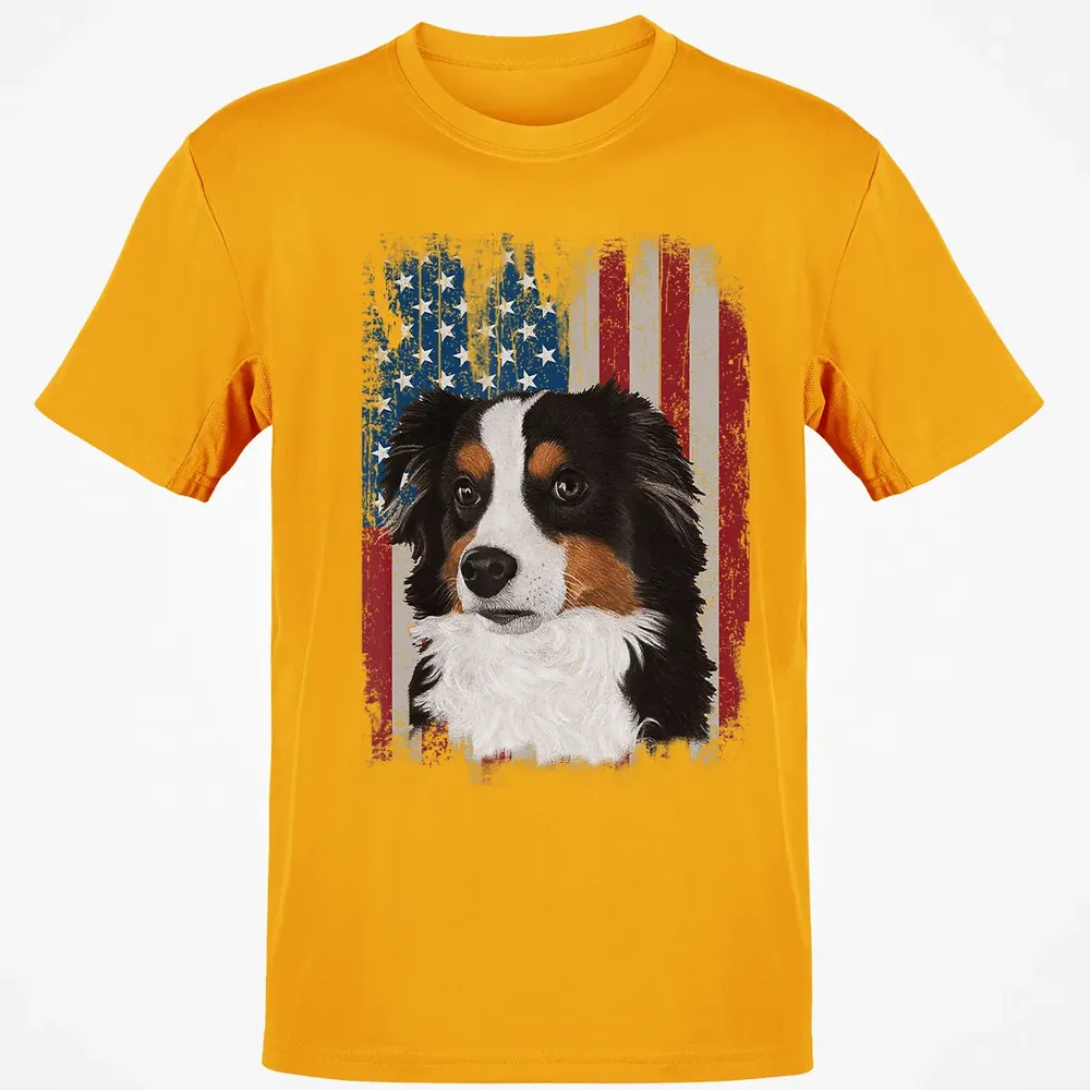 Australian Shepherd American Flag 4th Of July T Gifts Classic Unisex T-Shirt - 5