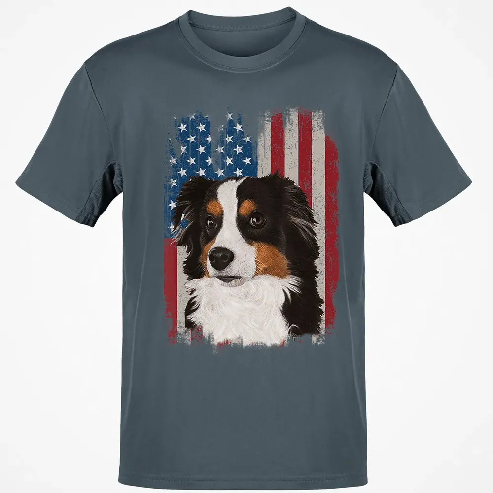 Australian Shepherd American Flag 4th Of July T Gifts Classic Unisex T-Shirt - 4