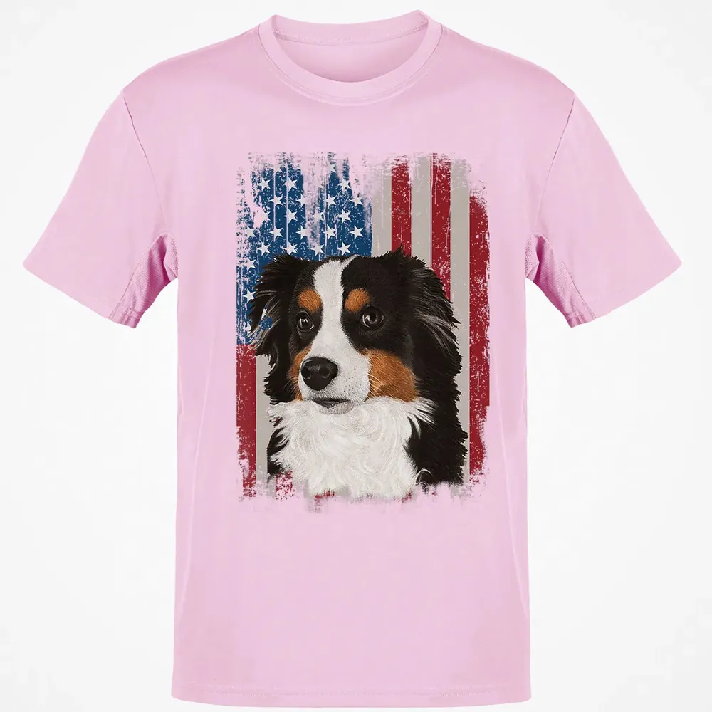 Australian Shepherd American Flag 4th Of July T Gifts Classic Unisex T-Shirt - 6