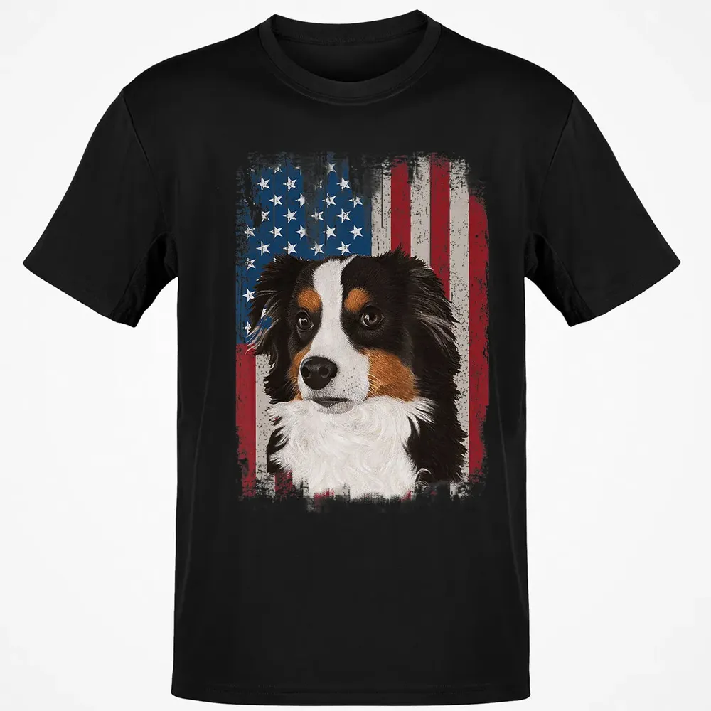 Australian Shepherd American Flag 4th Of July T Gifts Classic Unisex T-Shirt - 2