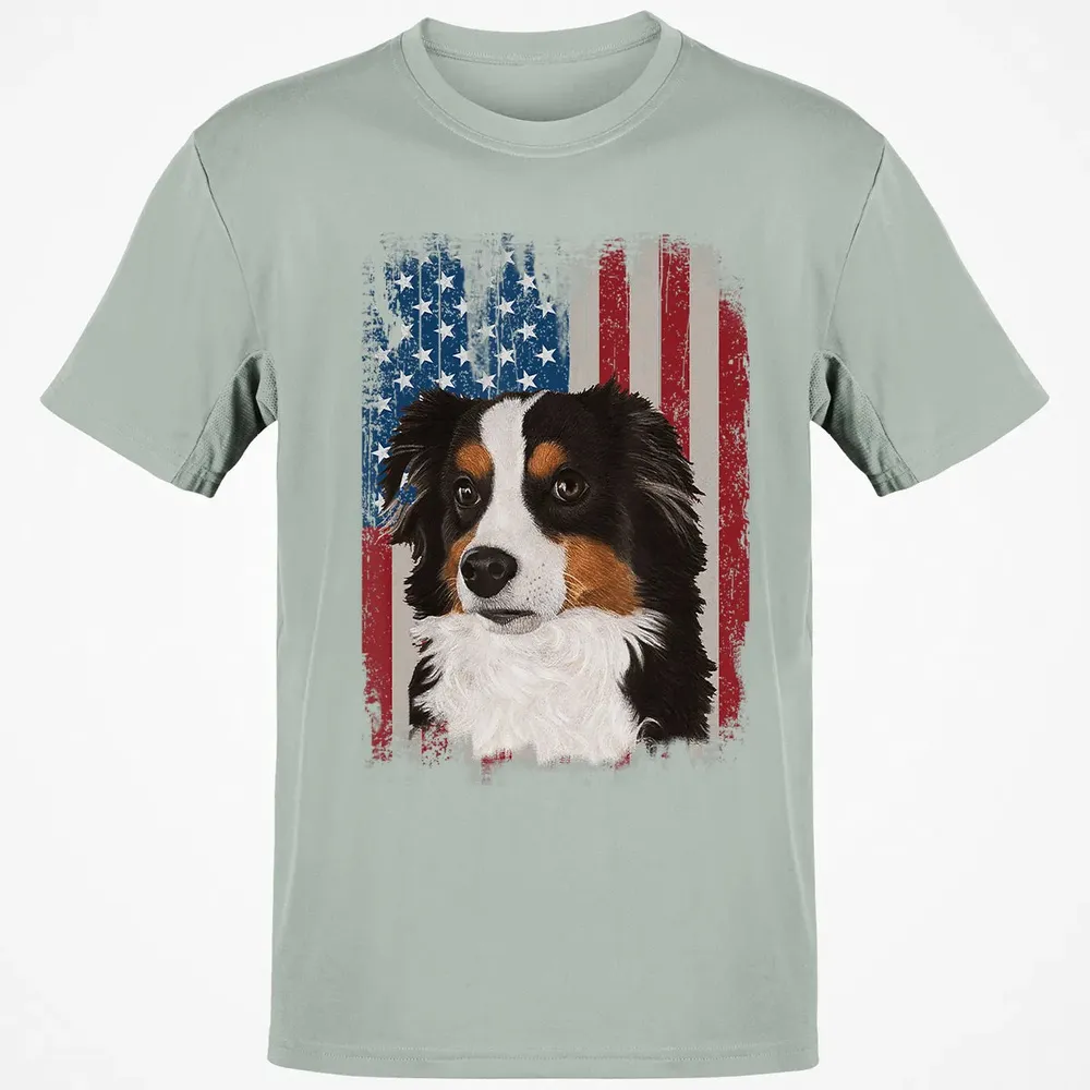 Australian Shepherd American Flag 4th Of July T Gifts Classic Unisex T-Shirt - 3