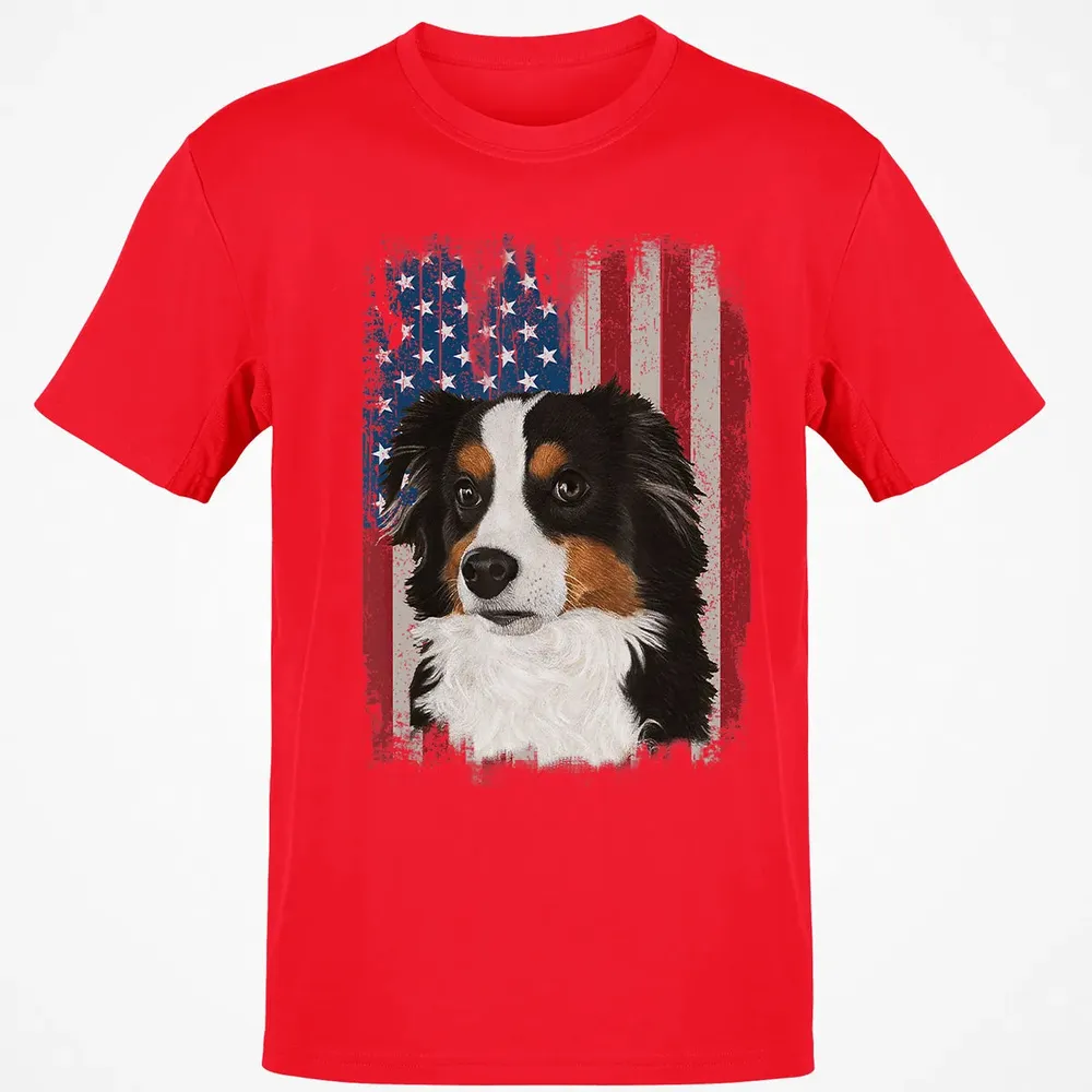 Australian Shepherd American Flag 4th Of July T Gifts Classic Unisex T-Shirt - 11