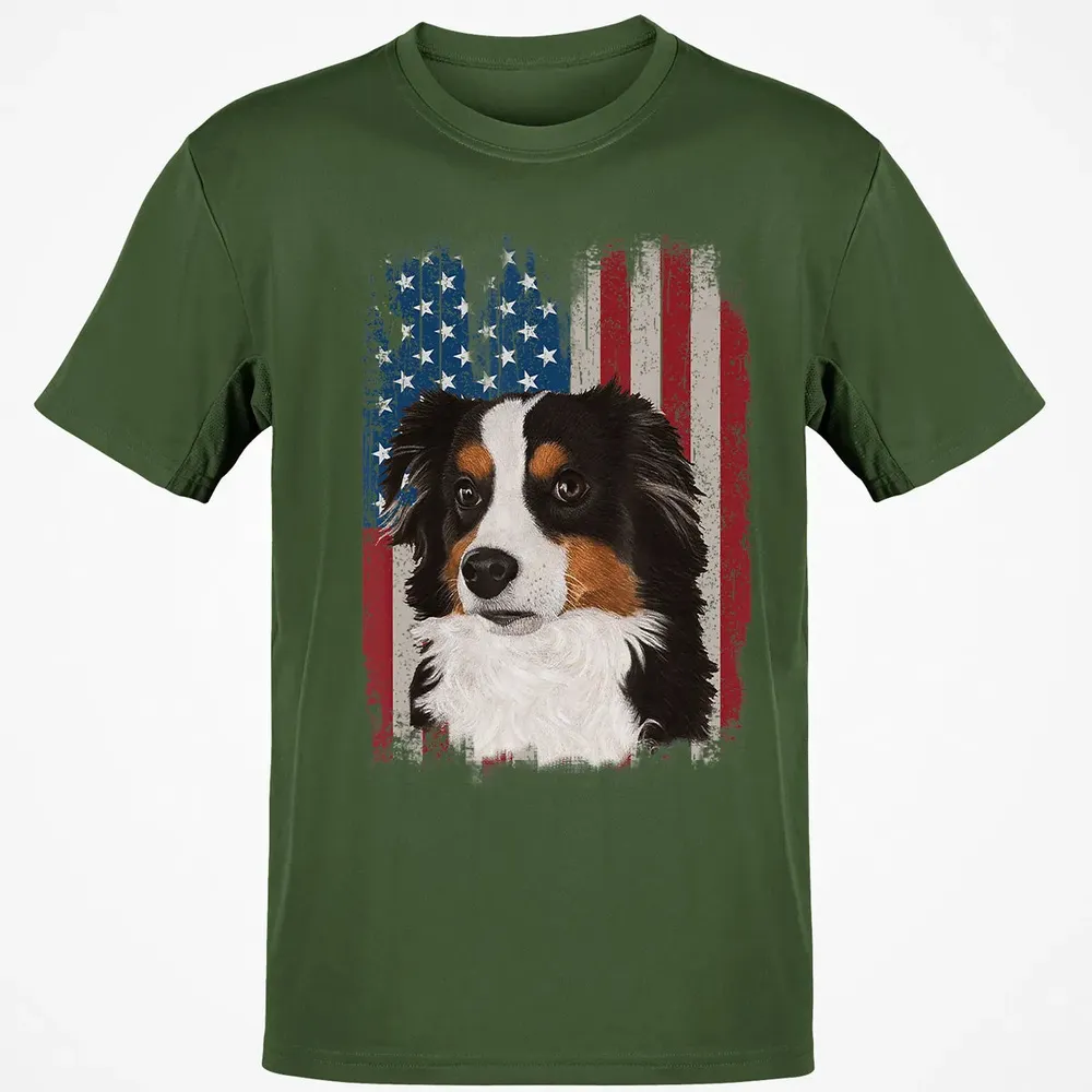 Australian Shepherd American Flag 4th Of July T Gifts Classic Unisex T-Shirt - 7