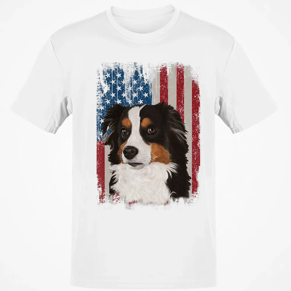 Australian Shepherd American Flag 4th Of July T Gifts Classic Unisex T-Shirt - 13