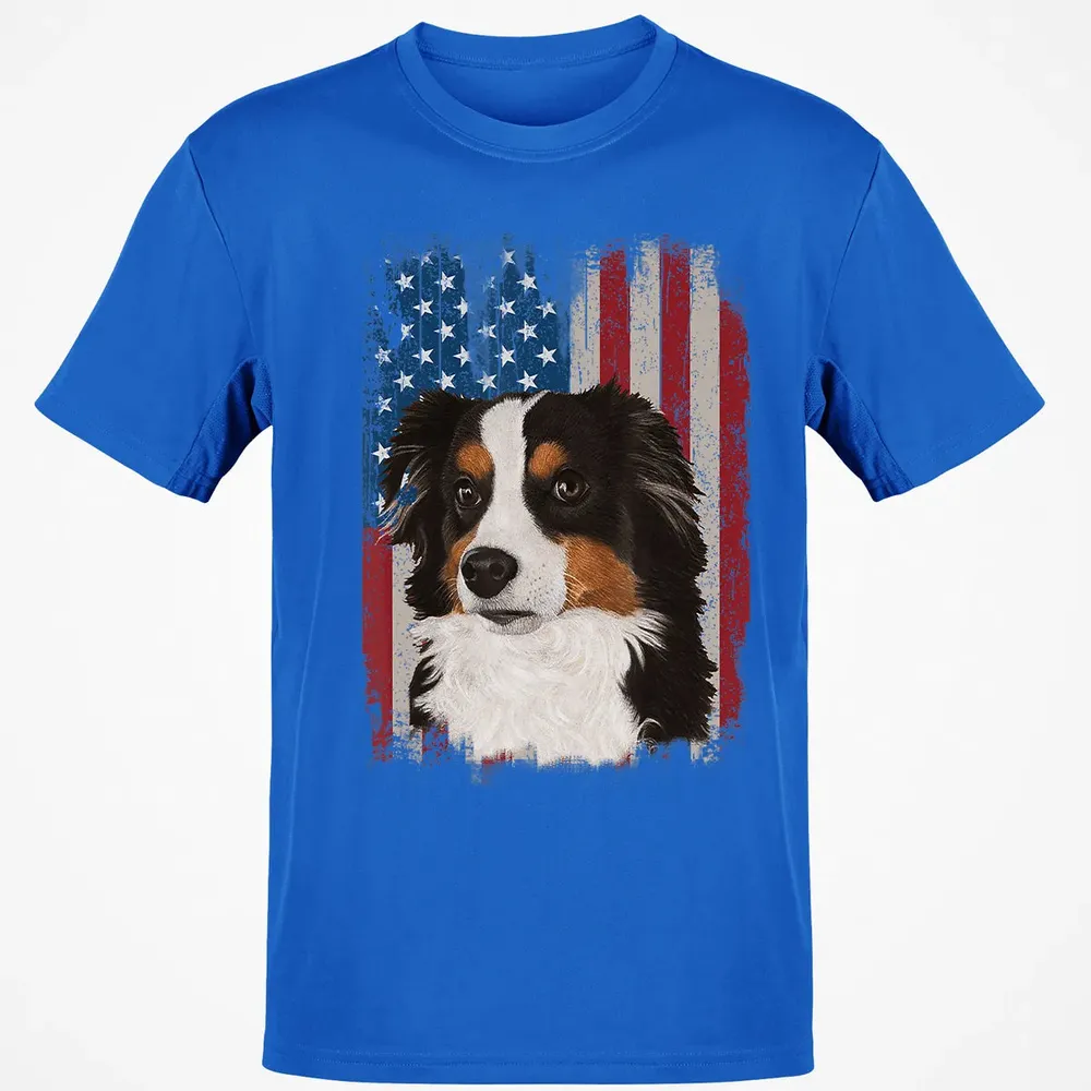 Australian Shepherd American Flag 4th Of July T Gifts Classic Unisex T-Shirt - 12
