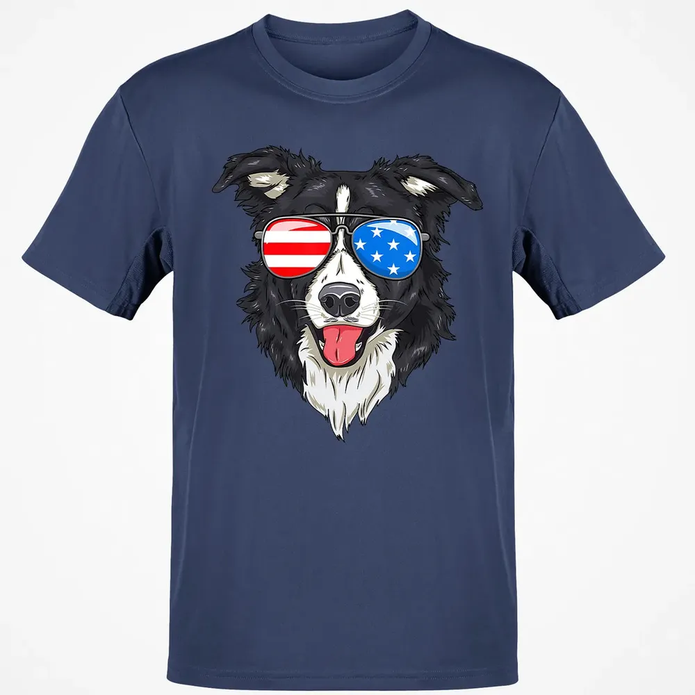 Border Collie Lover Patriotic Dog 4th of July American Gift Classic Unisex T-Shirt - 8