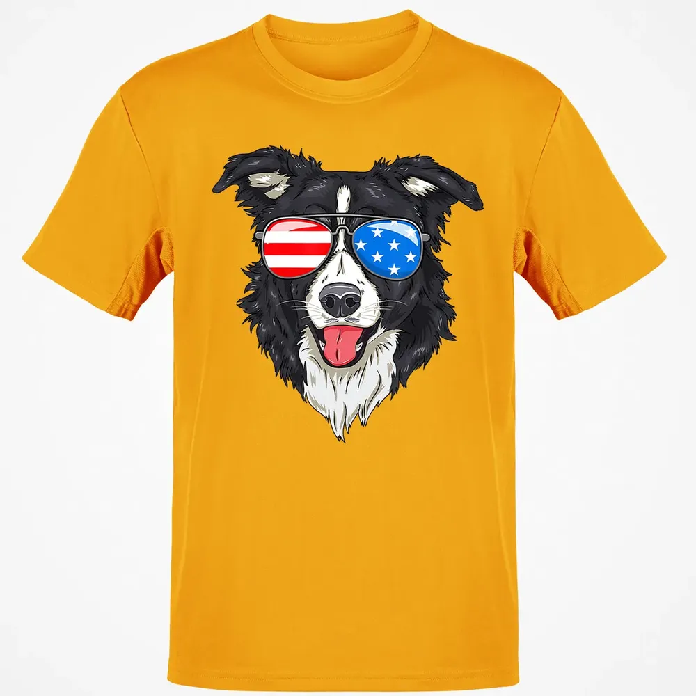 Border Collie Lover Patriotic Dog 4th of July American Gift Classic Unisex T-Shirt - 5