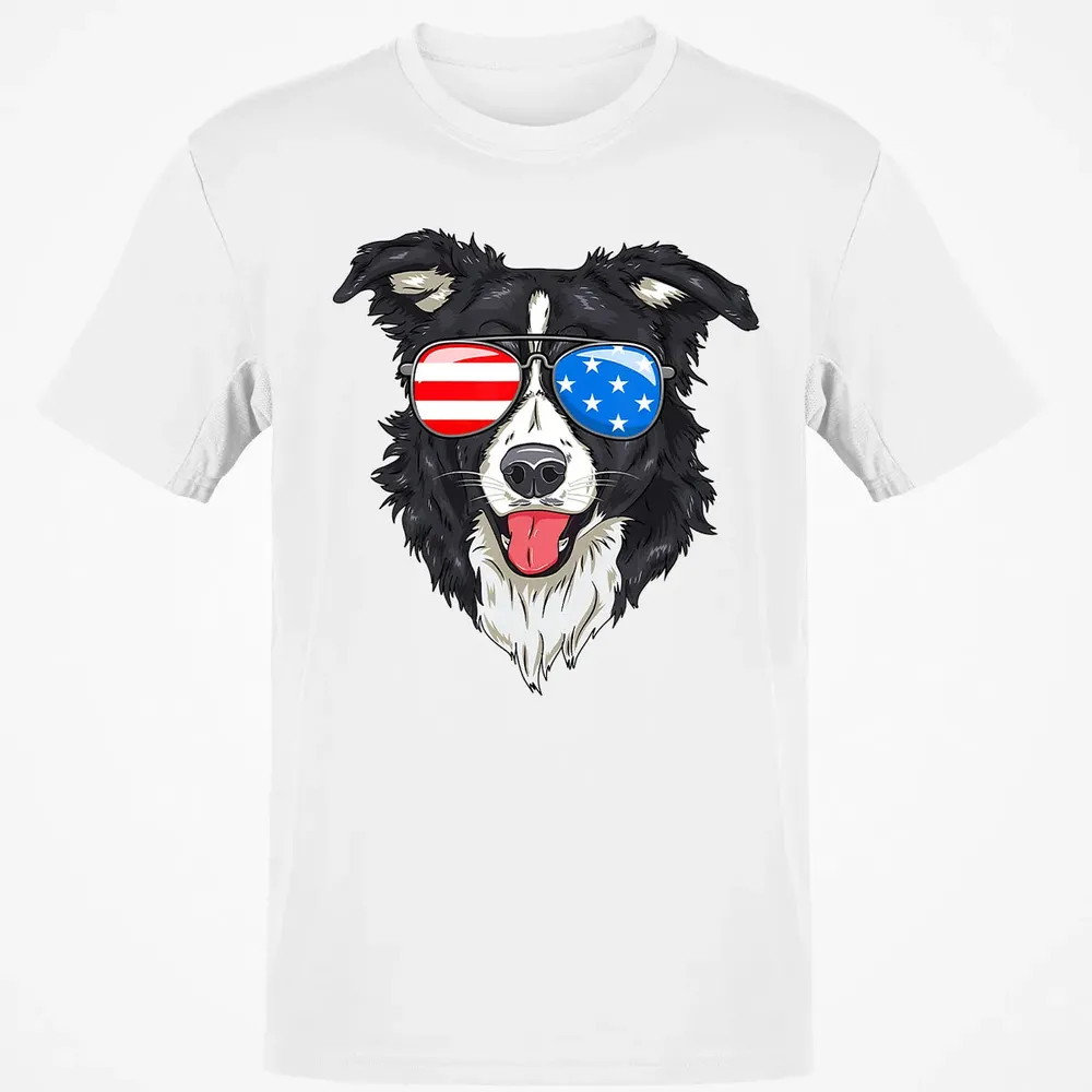 Border Collie Lover Patriotic Dog 4th of July American Gift Classic Unisex T-Shirt - 13