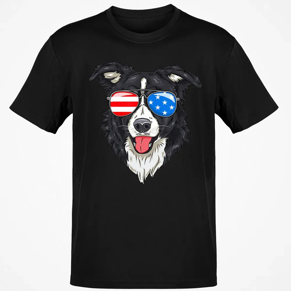 Border Collie Lover Patriotic Dog 4th of July American Gift Classic Unisex T-Shirt - 2