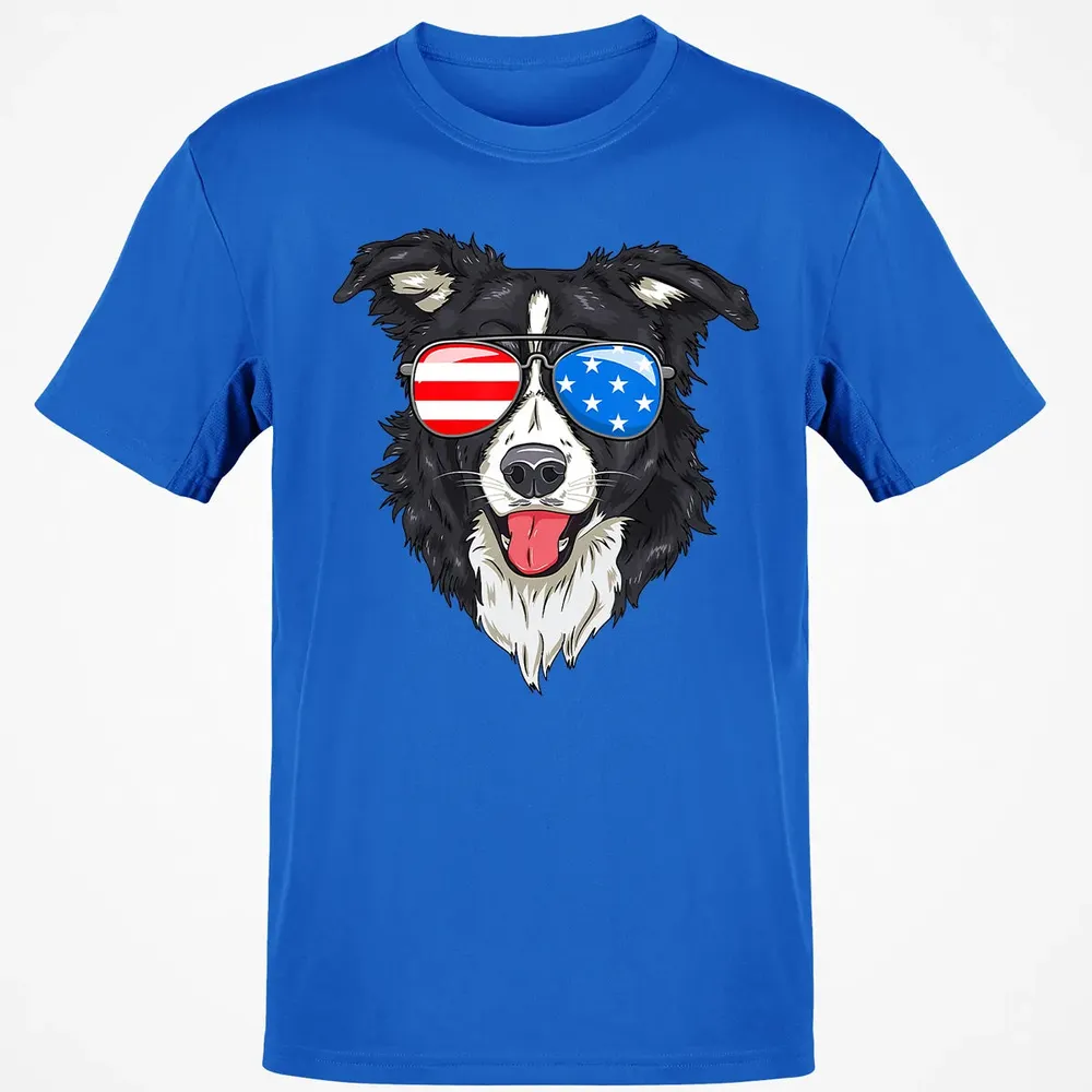 Border Collie Lover Patriotic Dog 4th of July American Gift Classic Unisex T-Shirt - 12