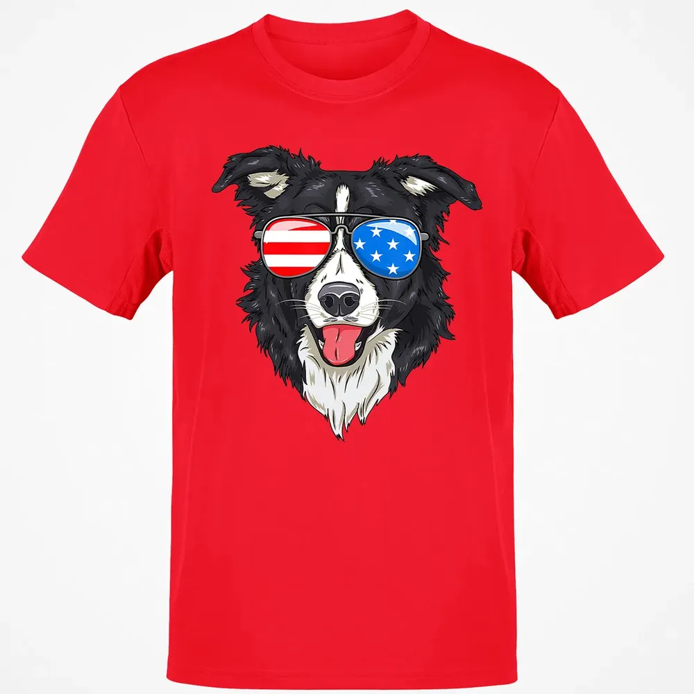 Border Collie Lover Patriotic Dog 4th of July American Gift Classic Unisex T-Shirt - 11