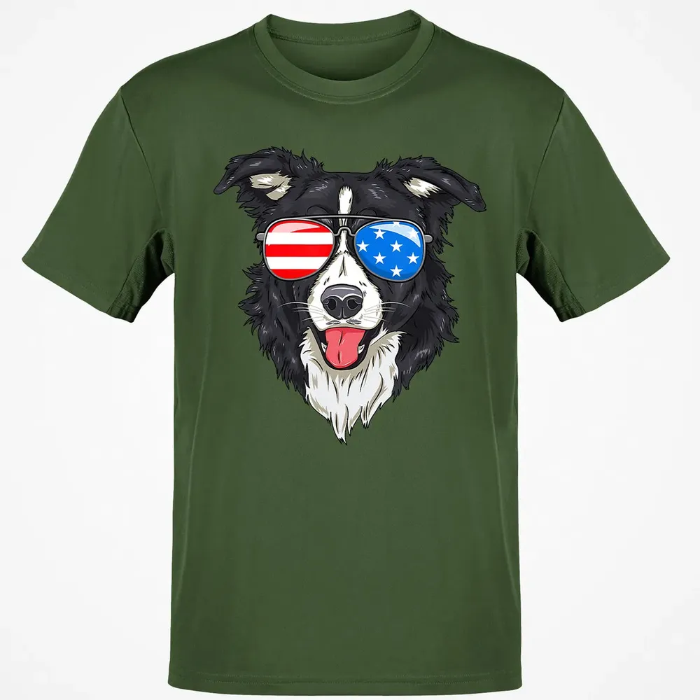 Border Collie Lover Patriotic Dog 4th of July American Gift Classic Unisex T-Shirt - 7