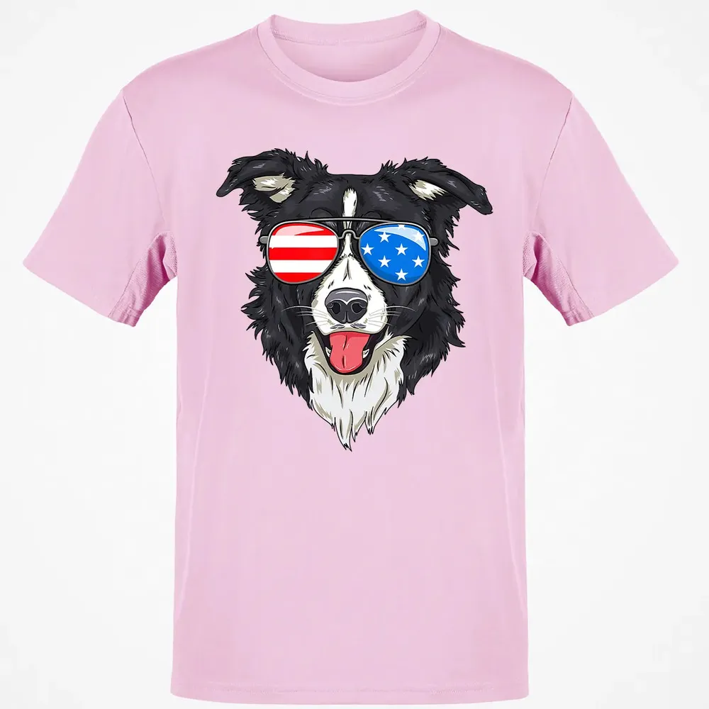 Border Collie Lover Patriotic Dog 4th of July American Gift Classic Unisex T-Shirt - 6