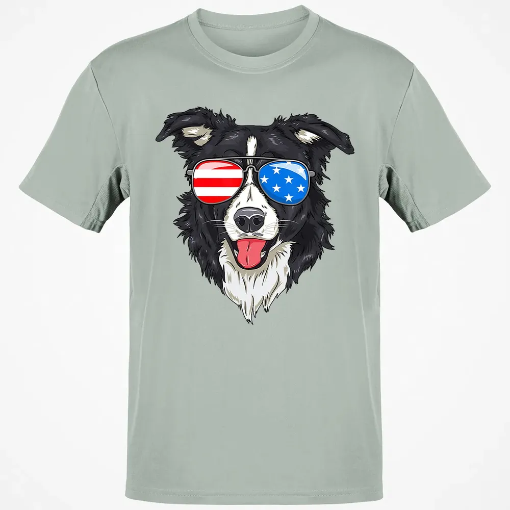 Border Collie Lover Patriotic Dog 4th of July American Gift Classic Unisex T-Shirt - 3