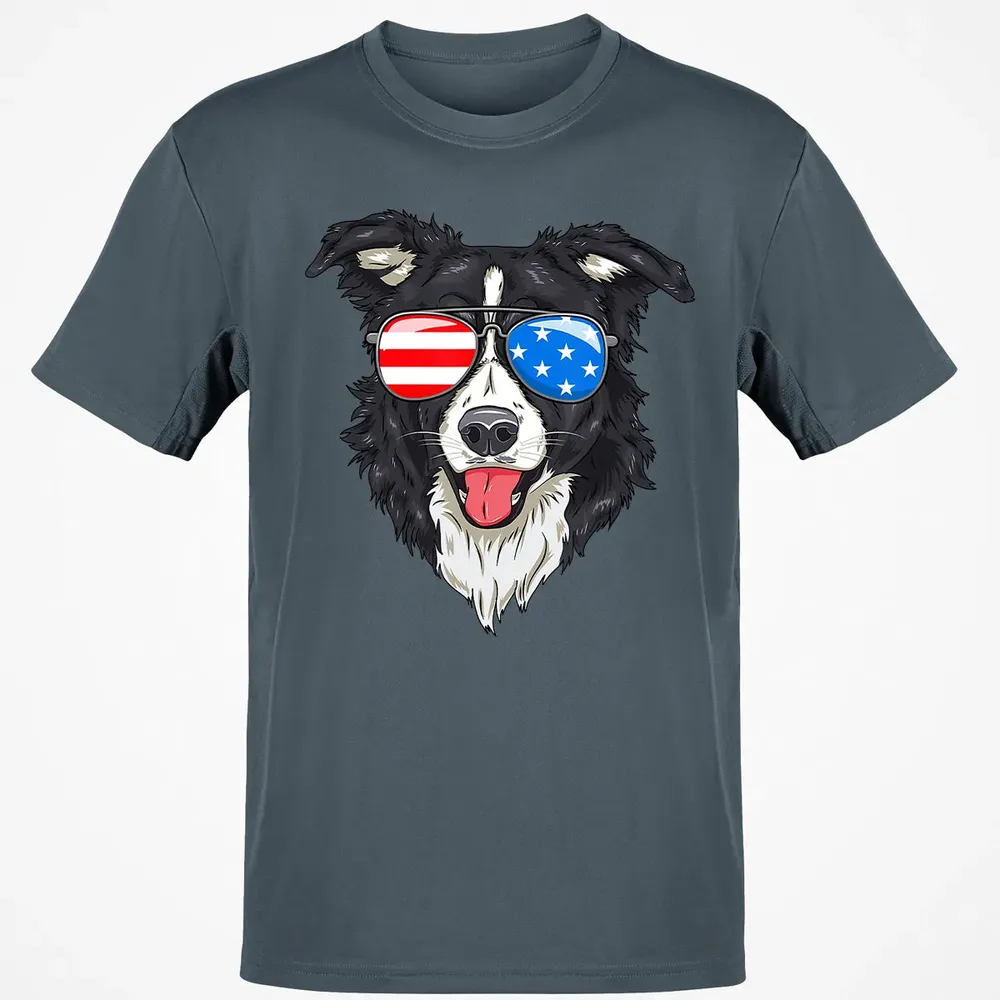Border Collie Lover Patriotic Dog 4th of July American Gift Classic Unisex T-Shirt - 4