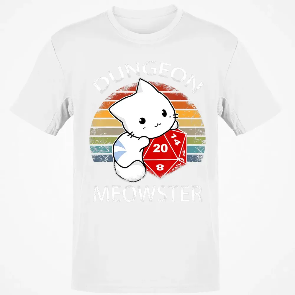 Dungeon Meowster Funny Nerdy Gamer Cat D20 RPG Classic Unisex T-Shirt - 13