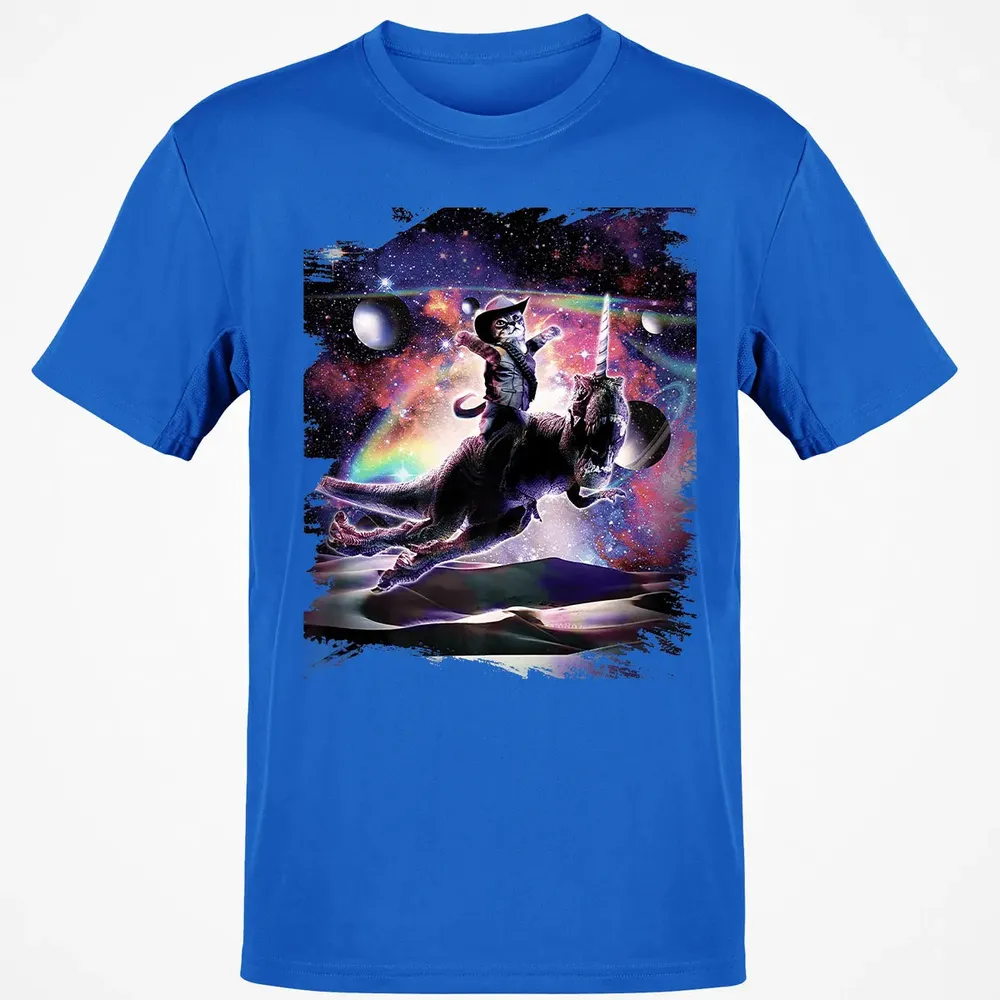 Galaxy Cat On Dinosaur Unicorn In Space Premium Classic Unisex T-Shirt - 12