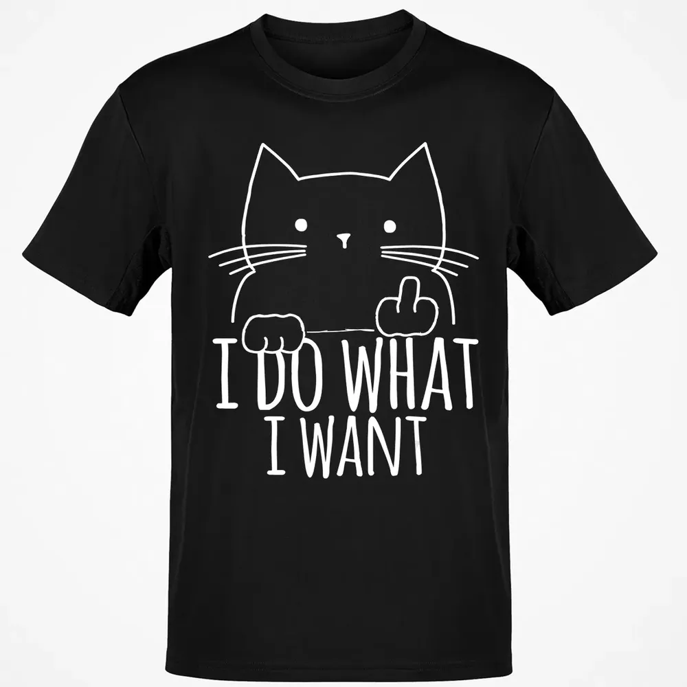 I Do What I Want Cat With Middle Finger Classic Unisex T-Shirt - 2
