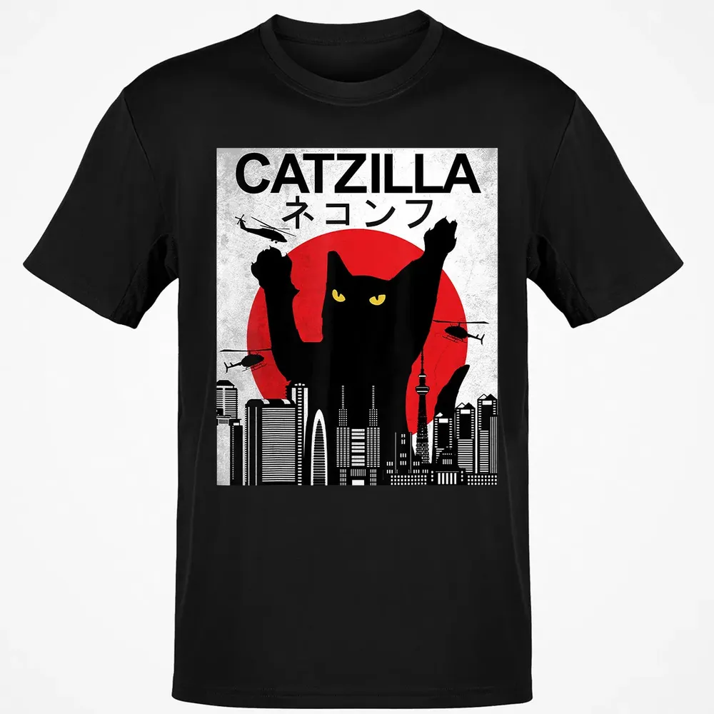 Vintage Catzilla   Japanese Cat Style   Retro Sunset Kitten Classic Unisex T-Shirt - 2