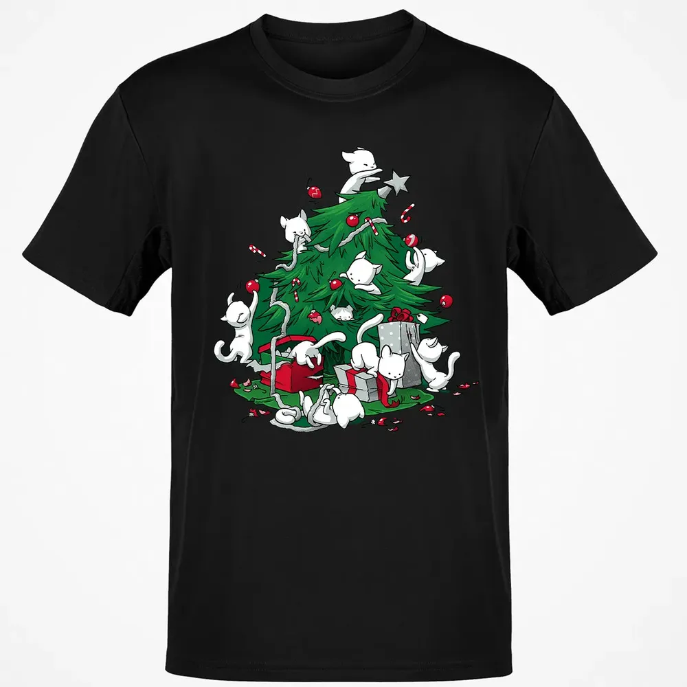 Cat and Christmas Tree Classic Unisex T-Shirt - 2