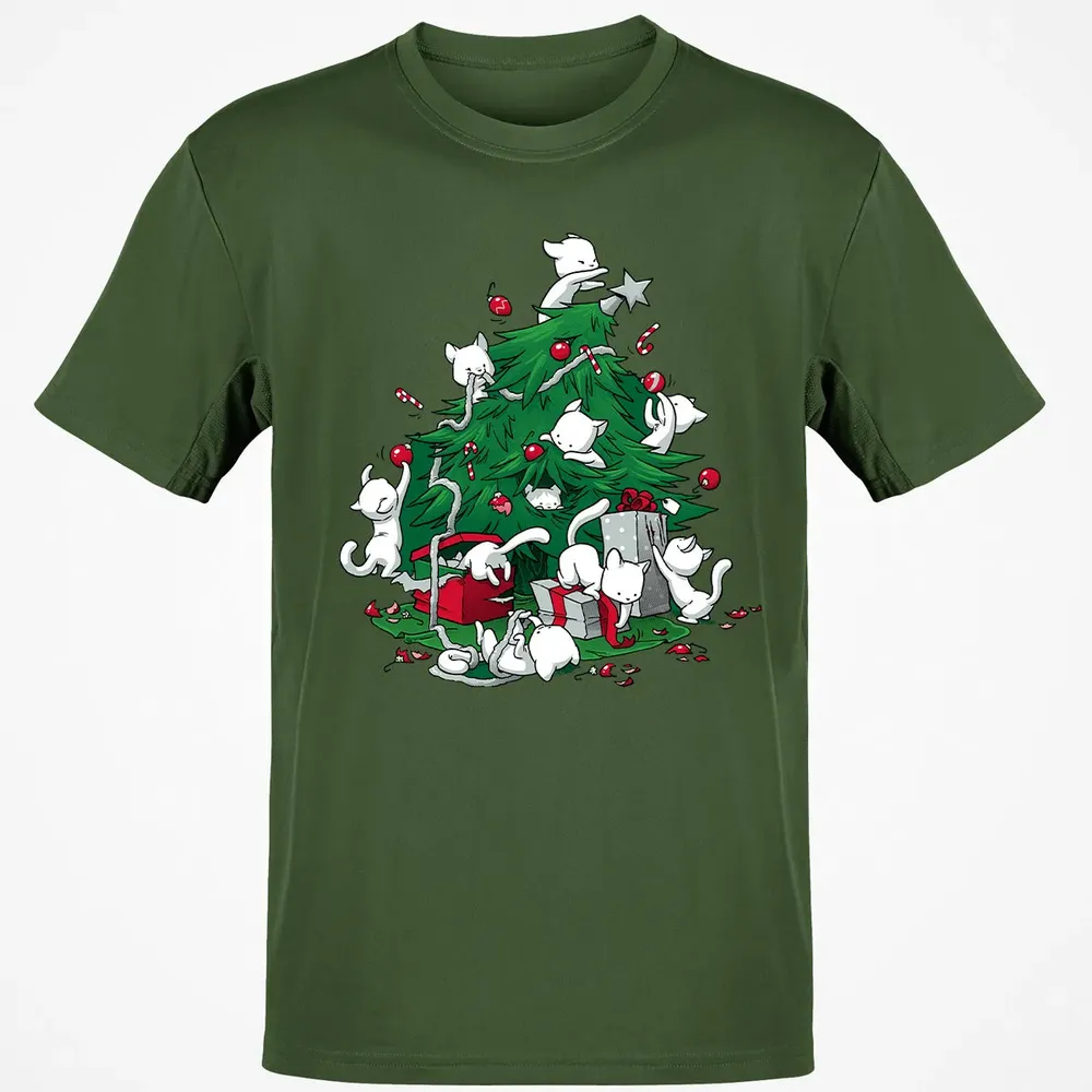 Cat and Christmas Tree Classic Unisex T-Shirt - 7