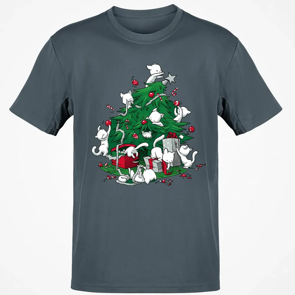 Cat and Christmas Tree Classic Unisex T-Shirt - 4