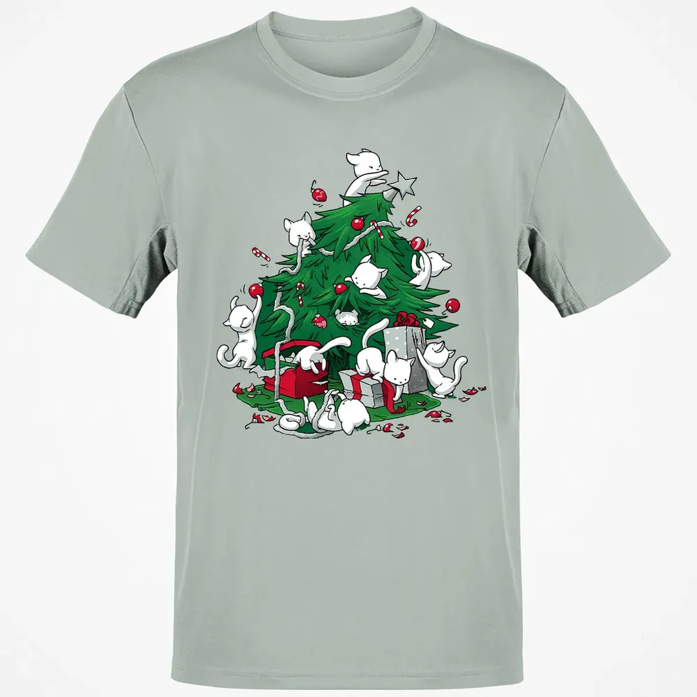 Cat and Christmas Tree Classic Unisex T-Shirt - 3
