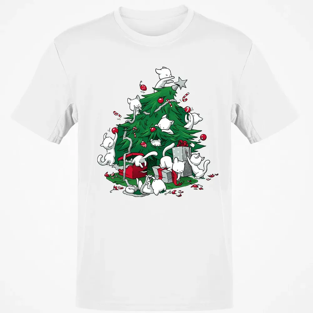 Cat and Christmas Tree Classic Unisex T-Shirt - 13