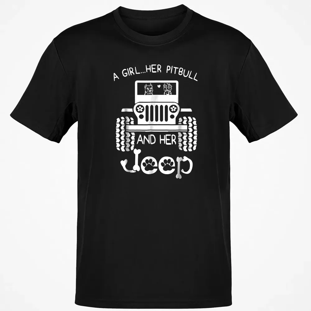 A girl Her Pitbull and her Jeep  Jeep Girl Gift Classic Unisex T-Shirt - 2