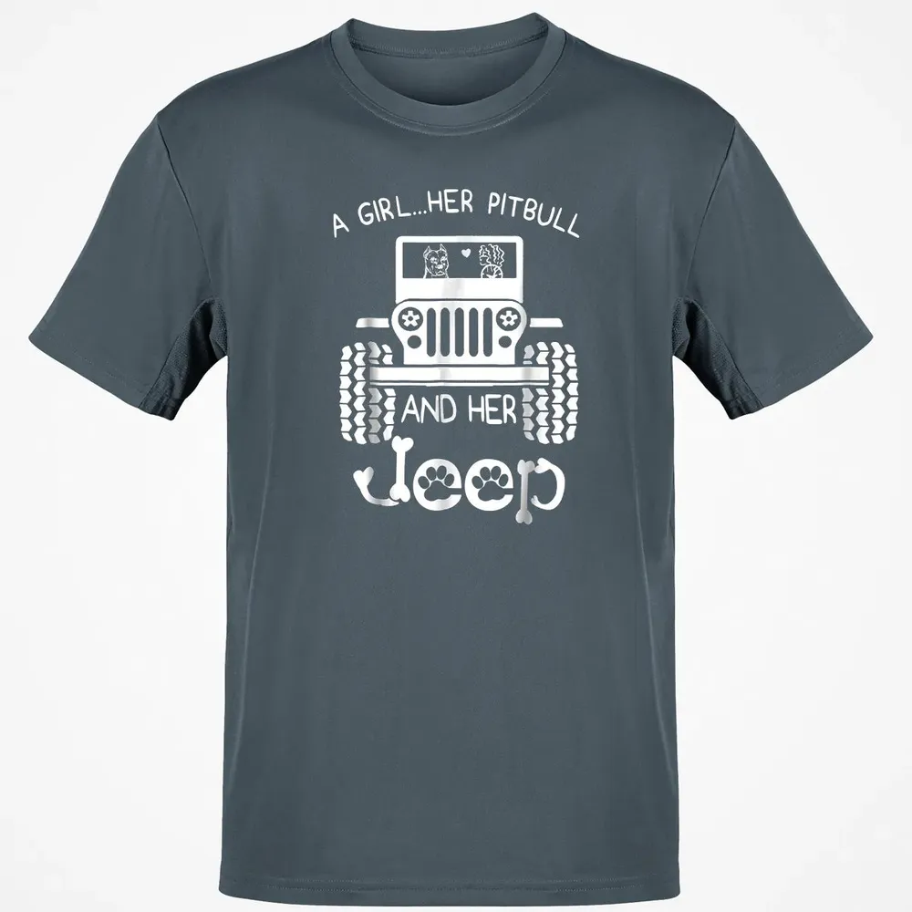 A girl Her Pitbull and her Jeep  Jeep Girl Gift Classic Unisex T-Shirt - 4