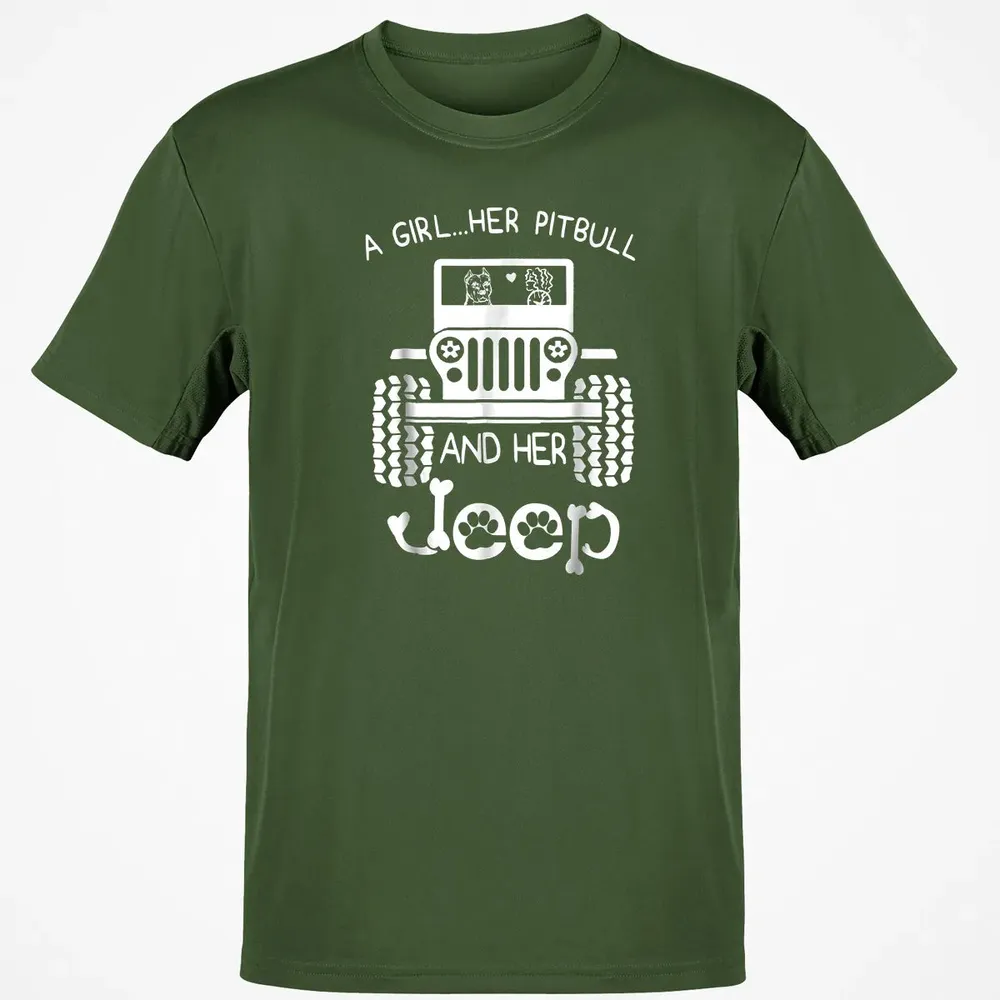 A girl Her Pitbull and her Jeep  Jeep Girl Gift Classic Unisex T-Shirt - 7