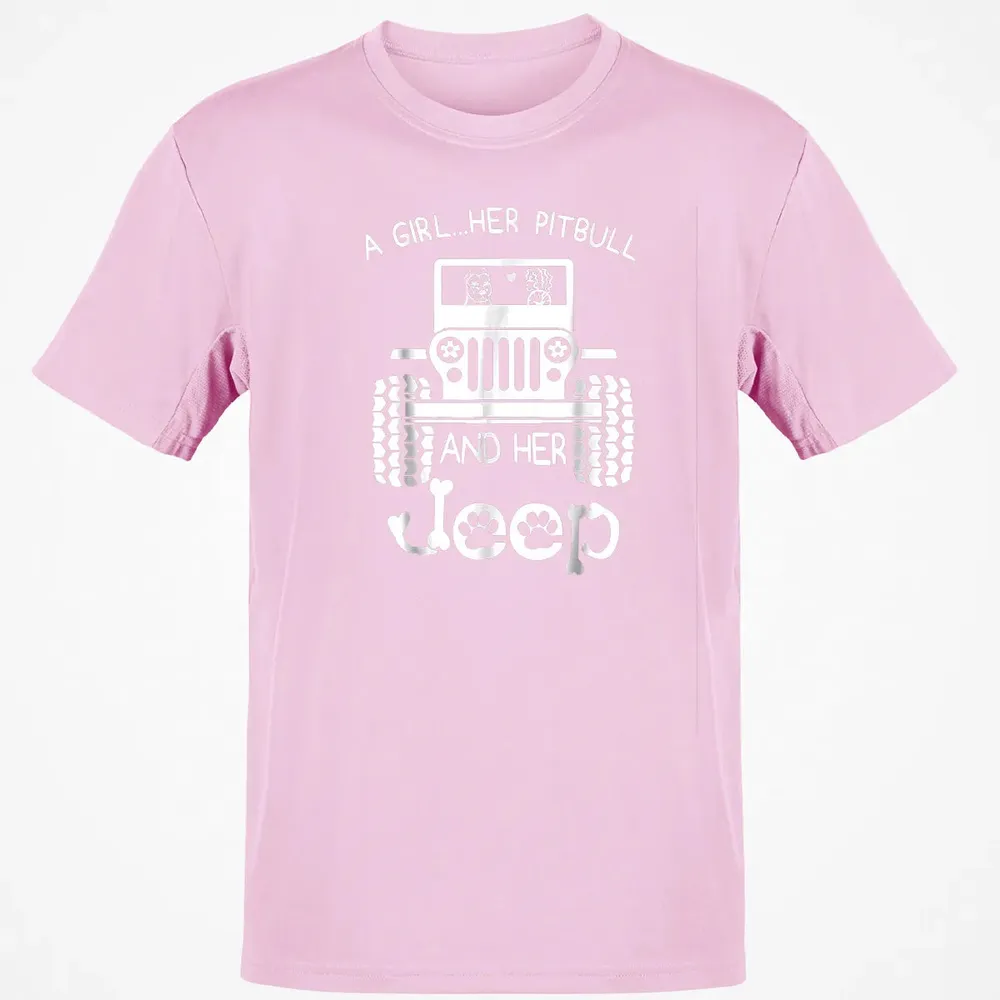 A girl Her Pitbull and her Jeep  Jeep Girl Gift Classic Unisex T-Shirt - 6
