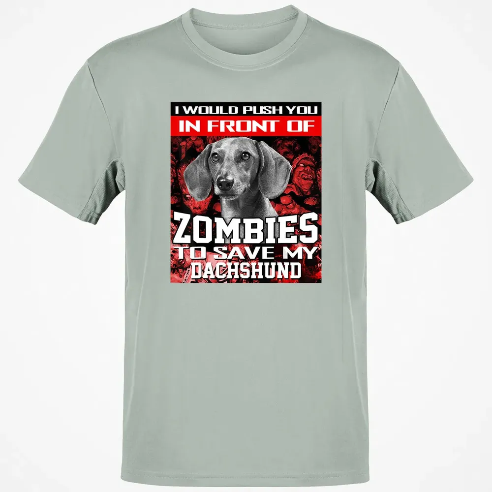 In Front Of Zombies To Save My Dachshund Halloween Saying Classic Unisex T-Shirt - 3