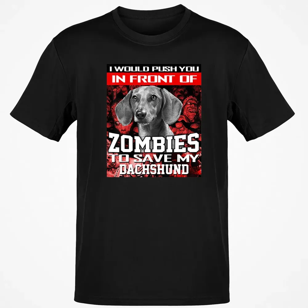 In Front Of Zombies To Save My Dachshund Halloween Saying Classic Unisex T-Shirt - 2