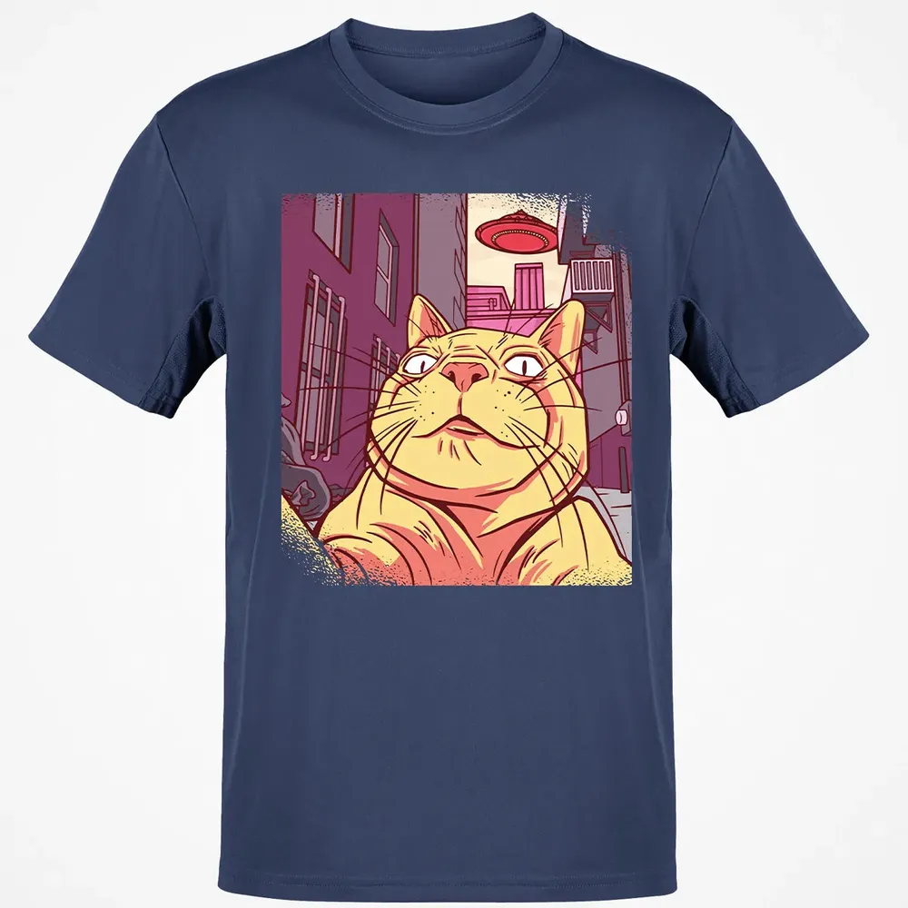 Cat Selfie With UFO Classic Unisex T-Shirt - 8