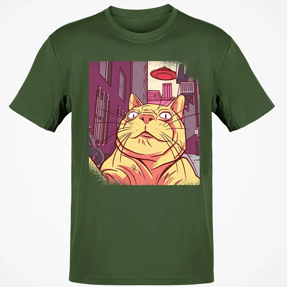 Cat Selfie With UFO Classic Unisex T-Shirt - 7