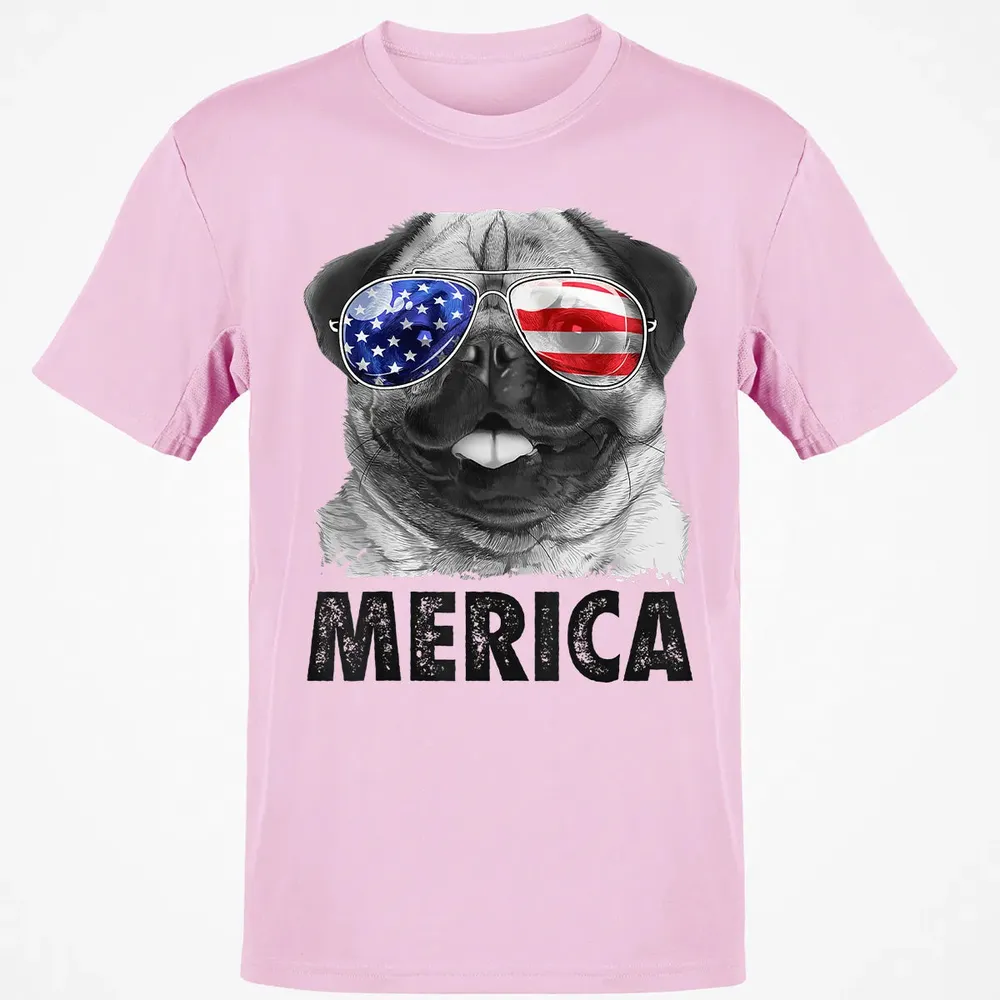 Pug 4th of July s Merica Men Women USA American Flag Classic Unisex T-Shirt - 6