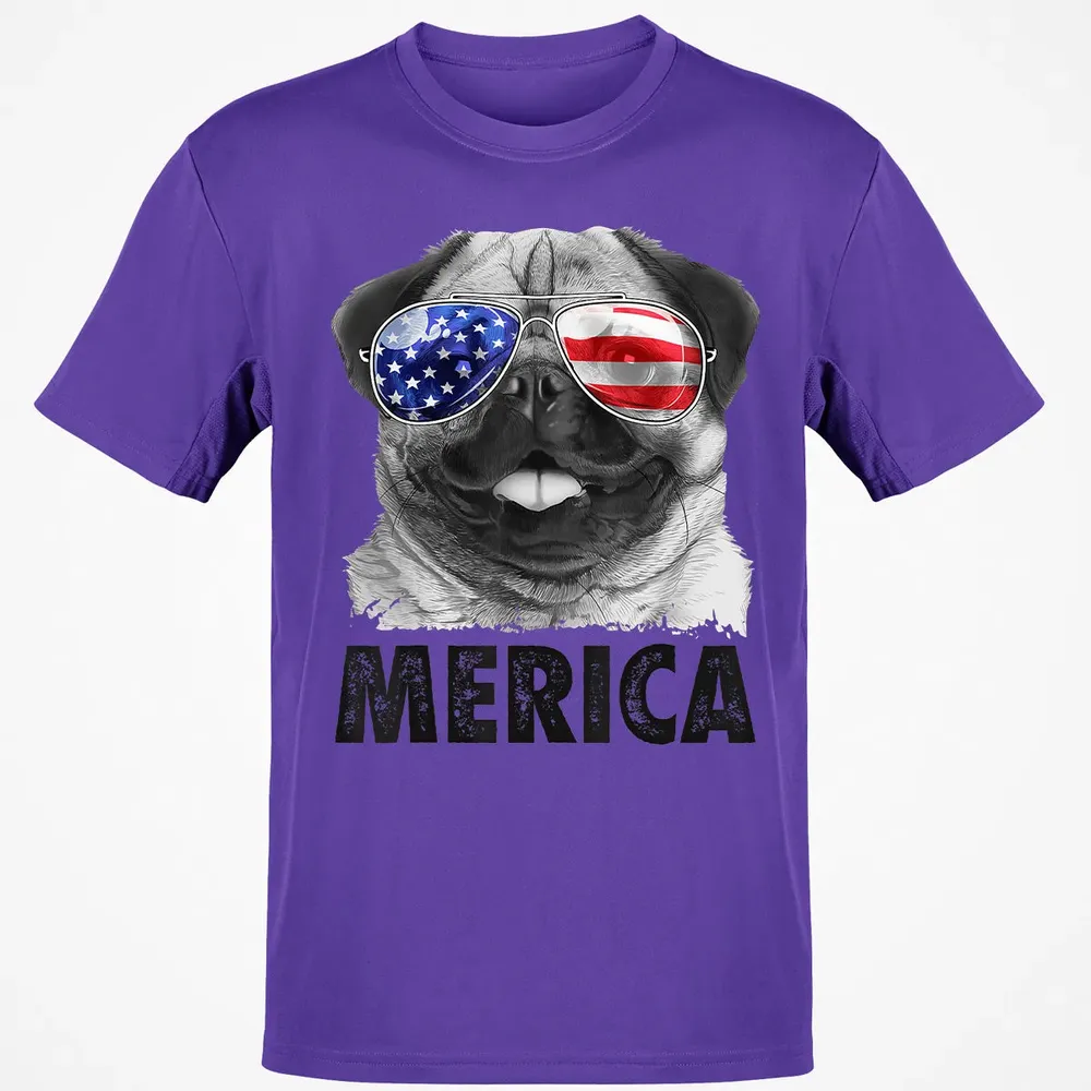 Pug 4th of July s Merica Men Women USA American Flag Classic Unisex T-Shirt - 10