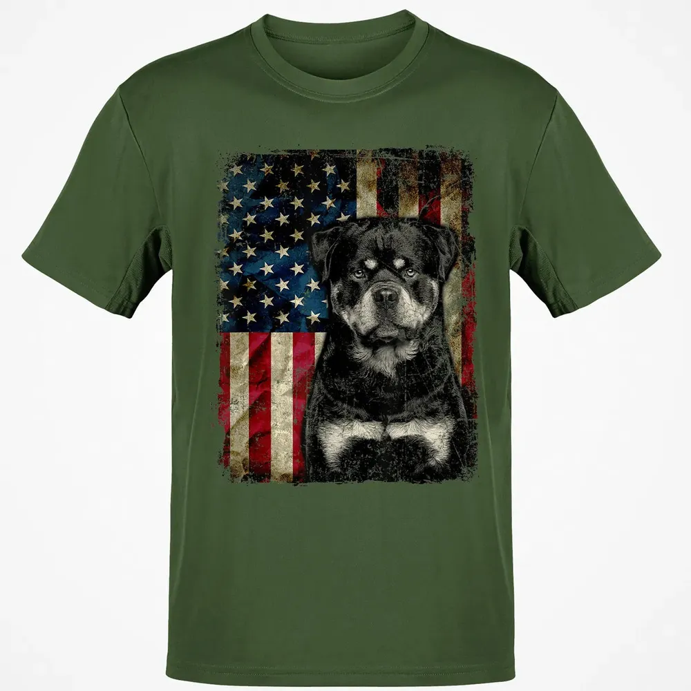 Rottweiler Dog 4th of July American Flag patriotic Gift Classic Unisex T-Shirt - 7