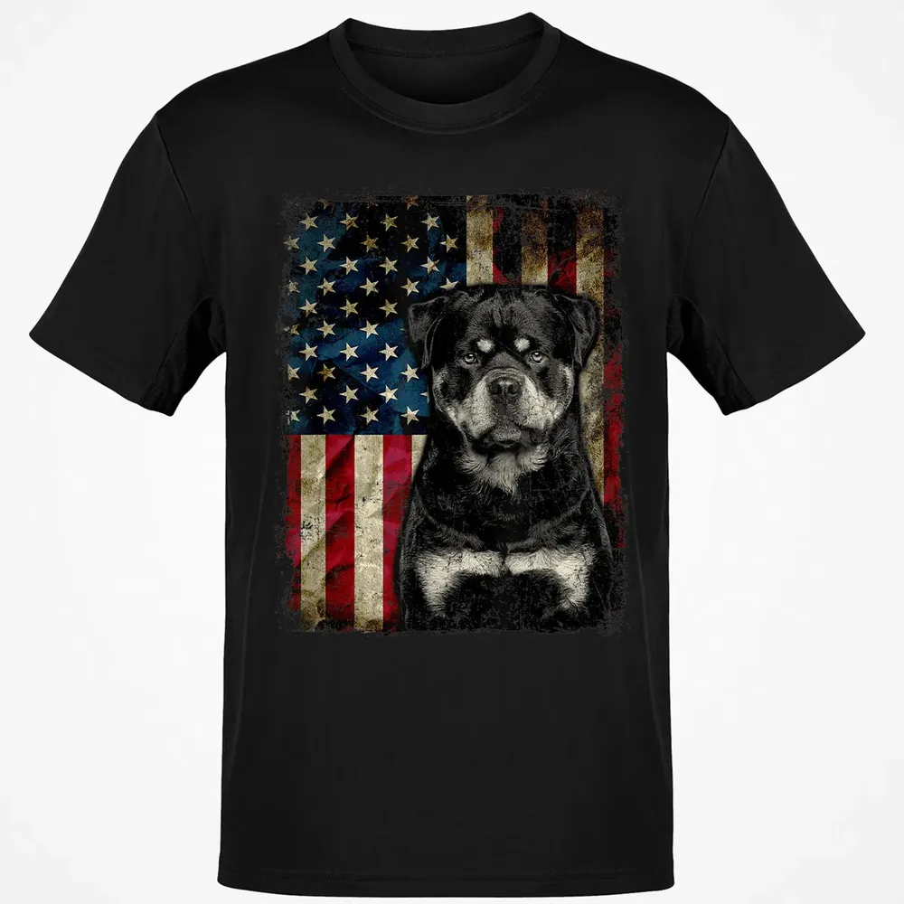 Rottweiler Dog 4th of July American Flag patriotic Gift Classic Unisex T-Shirt - 2