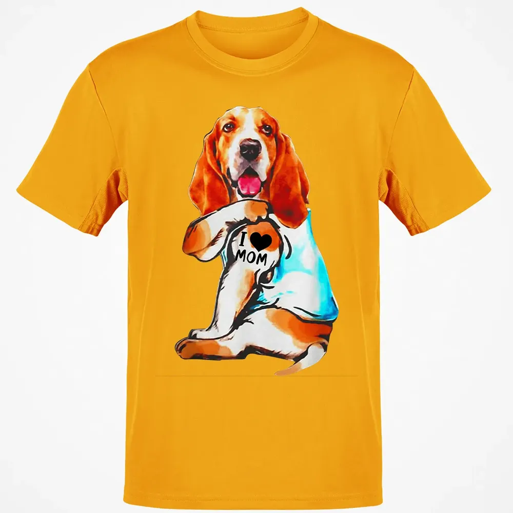 Basset Hound Dog I Love Mom Tattoo Classic Unisex T-Shirt - 5